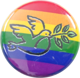 Peace pigeon button rainbow